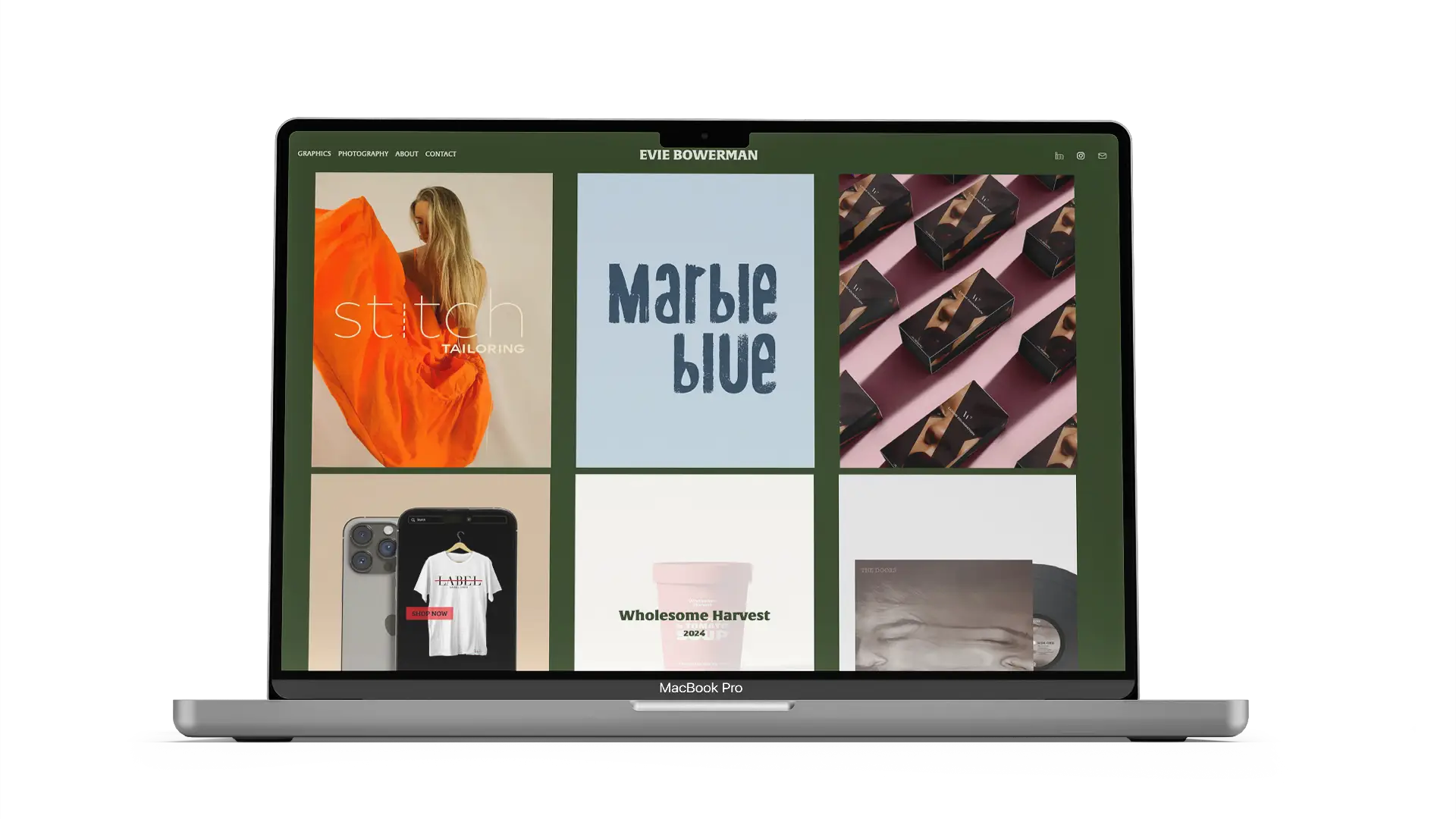 Evie Graphic Design website on desktop